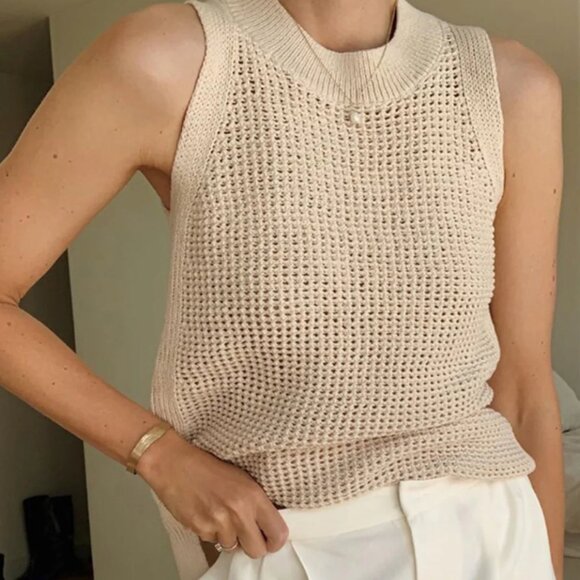 NWT Commense Knit Hollow Solid Tank Top, Large - Picture 1 of 6